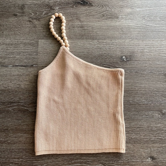 Zara Tops - Zara Cream Knit Top with Beaded Strap